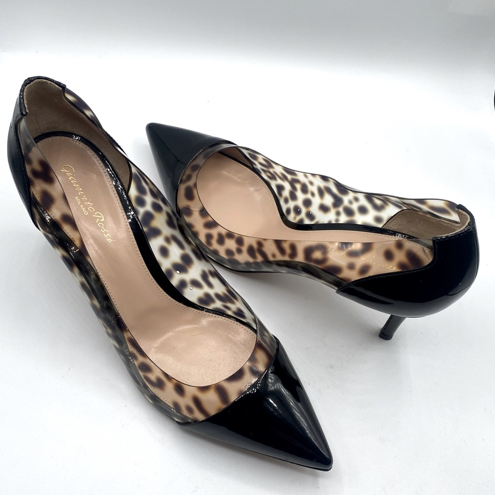 Gianvito Rossi Black and Leopard Print Heels